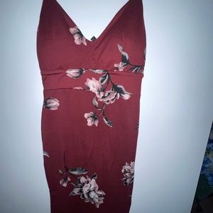 Flowered burgundy dress